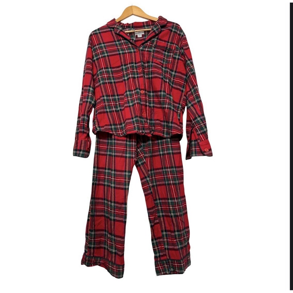 Petite Plume Brushed Twill Imperial Tartan Pajama Set Plaid 100% Cotton Womens M - Picture 2 of 13